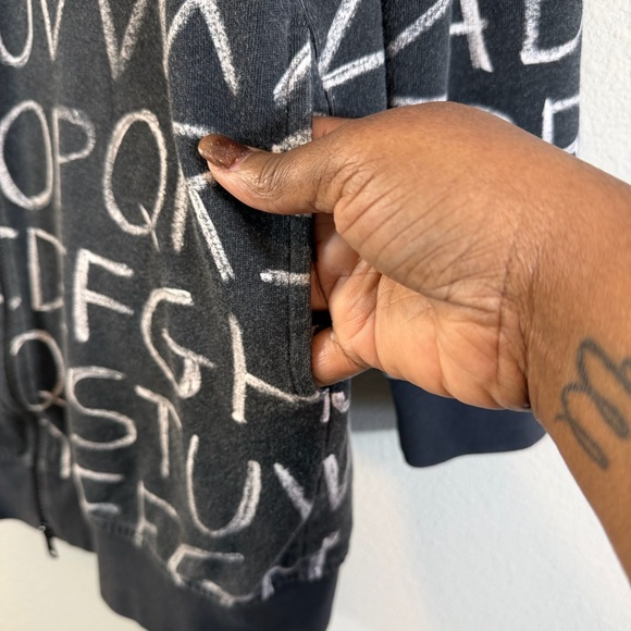 Love Moschino Zip Up Hoodie Gray Alphabet Chalkboard Print Size 42 (US 6) - Picture 4 of 13